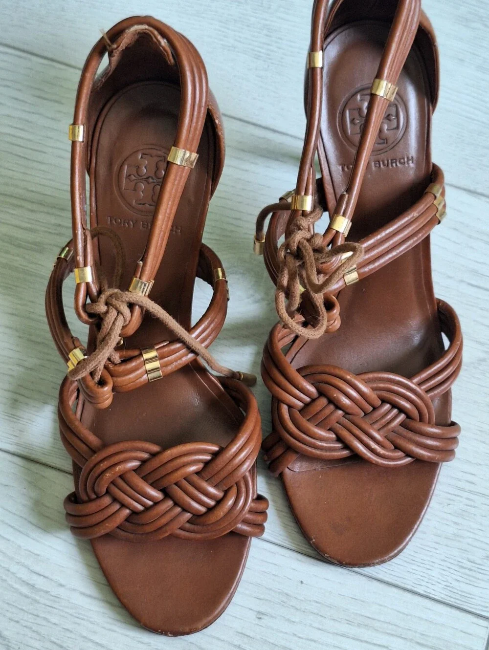 Tory Burch Audrianna Brown Leather heels 9 M